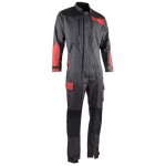 Lma - combinaison de travail double zip tricolore sesame gris / rouge xxl