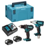 Combopack 2 outils 18v li - ion (2x 3. 0 ah) (dhp482 + dtw251) - makita dlx2133j