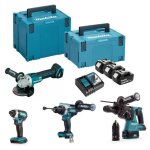 Makita - combopack 4 outils 18v (3x5, 0 ah) en coffret dlx4159tj