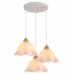 Comely - 3 lampes suspension luminaire vintage lustre industriel en bois rtro plafonnier fleurs design ...