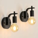 Applique noire en fer forgé de style ferme en u, lot de 2 avec douilles e27 sans source de lumière - ... Applique noire en fer forgé de style ferme en u, lot de 2 avec douilles e27 sans source de lumière - ...