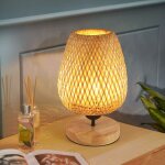 Lampe de table en bambou tiss avec abat - jour design parfaite pour chambre bureau salle  manger et ...