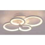Comely - plafonnier led dimmable, 57 w luminaire plafonnier moderne avec t�l�commande / app, 4 anneaux ...