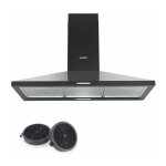 Hotte aspirante hotte de cuisine 90cm - 3 vitesses - 2 filtres � charbon - recyclage ou �vacuation - ...