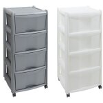 Commode vulcano 4 tiroirs avec roulettes ? blanche ? 40x40x85 cm