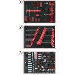 Composition de 215 outils de qualit� pour 3 tiroirs de servante
