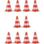 C�ne de signalisation en lot de 40, empilable, avec sac noir � nouer, 22 cm de haut, orange / blanc