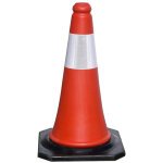C�ne de signalisation base caoutchouc 70 cm. r�fl�chissant