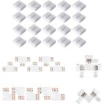Connecteurs de bande led � 4 broches sans soudure - connecteur sans espace - 8 mm de large - r�partiteur ...