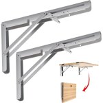 Console pliante heavy duty, 2 pi�ces 400mm en acier inoxydable �tag�re pliante support d'angle, 90 � ...
