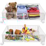 Conteneurs sous lit avec roues, bo�tes de rangement sous lit avec 4 roulettes coulissantes, pour v�tements ...