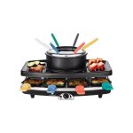 Appareil a raclette continental edison cerfg86b et fondue 8 personnes - noir Appareil a raclette continental edison cerfg86b et fondue 8 personnes - noir