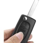 Coque de cl� rabattable � 3 boutons compatible voitures peugeot 207, 307, 308 & citro�n c2, c3, c4, c5, ...