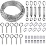 Corde en acier inoxydable � suspendre kit, 30m / 2mm c�ble en acier inoxydable rev�tu avec m5 tendeurs, ...