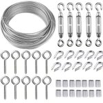Corde en acier inoxydable � suspendre kit, 30m / 2mm c�ble en acier inoxydable rev�tu avec m5 tendeurs, ...