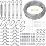Corde en acier inoxydable � suspendre kit, 50m / 2mm cable en acier inoxydable rev�tu, avec m5 tendeur ...