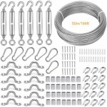 Ersandy - corde en acier inoxydable  suspendre kit, 50m / 2mm cable en acier inoxydable revtu, avec ...