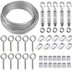 Corde acier inoxydable � suspendre, xu, 30m / 2mm c�bl, xu, e rev�tu avec m5 tendeurs, kit cable m�tallique ...