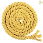 Corde en coton tresse  3 brins de 8 mm x 65. 5 pieds pour fil  tricoter artisanal (05 jaune)