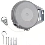 Corde � linge r�tractable de 12 m pour v�tements, �tendoir � linge tr�s robuste et r�sistant, m�canisme ...