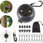 Corde a linge retractable, fil r�tractable, avec 10 boucles fixes et 20 pinces coupe - vent, clothesline ...