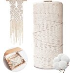 Corde macram� 2mm x 200m, 100% fil de coton naturel pour bricolage, tapisserie, tricot, diy, d�coration ...