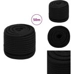 Corde de travail noir 16 mm 50 m polyester - corde de travail - corde tress�e - corde polyester - outillage ...