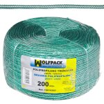 Corde tressée en polypropylène blanc / vert (bobine 200 m) Corde tressée en polypropylène blanc / vert (bobine 200 m)