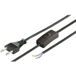Cordon secteur noir 1m50 0, 75mm2 2 p�les avec interrupteur
