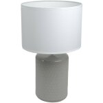Lampe � poser pied en ceramique taupe abat jour coton blanc deco ananas