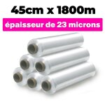Lot de 6 rouleaux film �tirable transparent 45cmx1800m et