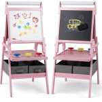 Costway - 3 en 1 chevalet d'art enfant avec tableau noir & blanc magn�tique, tableau enfant double face ...