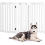 Costway - barri�re autoportante pour chien 3 panneaux en bois charni�res m�talliques � 360� sans per�age ...