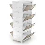 Costway - bote rangement plastique 168 l, 4 caisses de rangement empilables avec couvercles, roulettes, ...