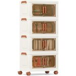 Costway - boite rangement plastique 208 l, 4 caisses rangement pliables  roulette, poigne, porte magntique, ...
