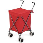 Costway - chariot de courses pliable 90 l sac oxford amovible impermeable et 2 roues freinage, caddie ...
