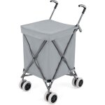Costway - chariot de courses pliable 90 l sac oxford amovible impermeable et 2 roues freinage, caddie ...