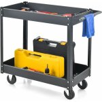 Costway - chariot  outils 2 tagres charge 50 kg avec poigne, chariot servante d'atelier en mtal ...