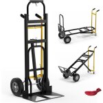 Costway diable pliant en m�tal 3 en 1 avec 4 roues en caoutchouc, chariot de transport industriel robuste ...