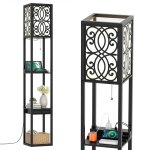 Costway - lampadaire avec 3 tagres et tiroir, lampe tagre avec 1 prise de courant et 2 ports usb, ...