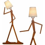 Costway lampadaire salon humanode en bois d'hva lampadaire sur pieds avec interrupteur  pied et abat ...