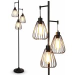 Lampadaire sur pieds r�tro design 170x25cm avec 3 abat - jours en m�tal, 193cm c�ble e27 (ampoule non ...
