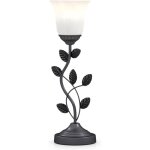 Costway lampe de chevet, lampe de table avec interrupteur, abat - jour en verre tulipe, feuilles en m�tal, ...