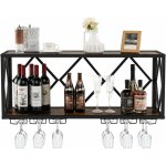 Costway - porte - bouteilles mural industriel, tagre de rangement avec porte - bouteilles 2 niveaux, ...