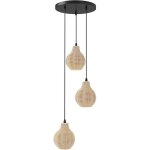 Costway suspension luminaire en rotin � 3 lumi�res, lustre tiss� � la main, hauteur r�glable, 3 culots ...