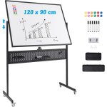 Costway tableau blanc effacable sur pied 120 x 90 cm, double face, tableau blanc roulette, 2 hauteur ...