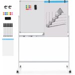 Costway - tableau blanc magntique pivotante, 120x80cm, tableau blanc sur pied effaable  sec, double ...