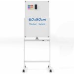 Costway - tableau blanc mobile magntique double face, 60 x 90 cm, tableau rversible effaable  sec, ...