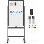 Costway tableau blanc sur pieds double face pivotante 60x100cm, tableau blanc magntique effaable  ...