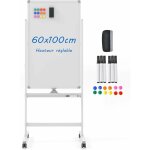 Costway - tableau blanc sur pieds double face pivotante 60x100cm, tableau blanc magntique effaable ...